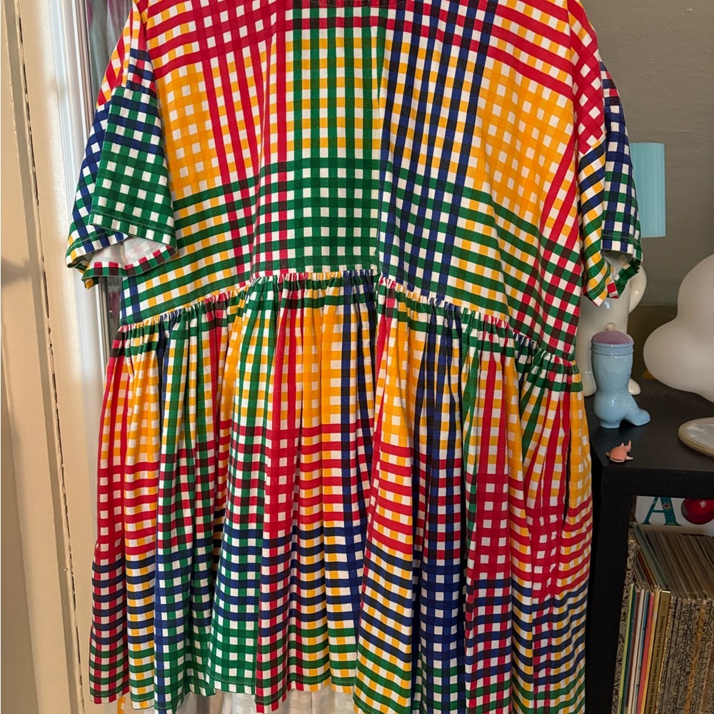 Colorful Checkered High Low Dress